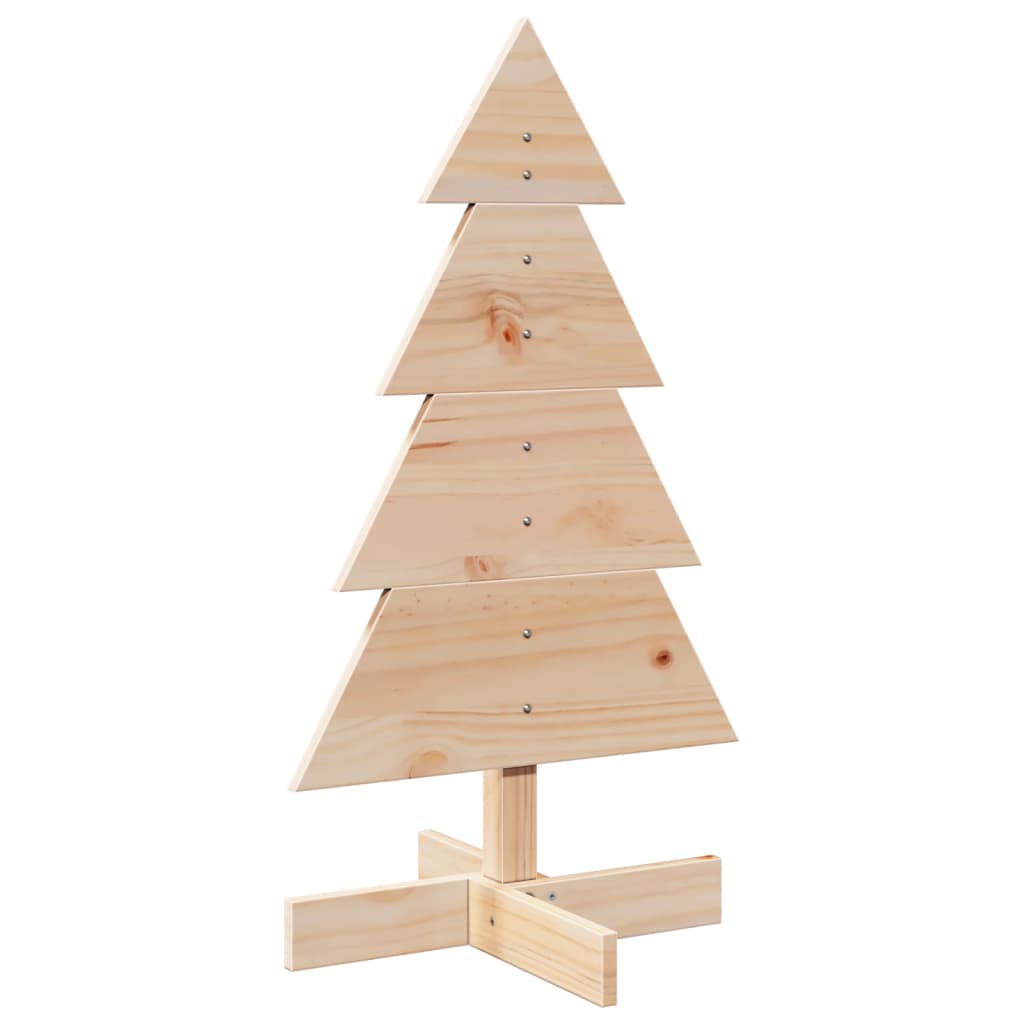 Albero di Natale Decorativo in Legno 80 cm Legno Massello Pino