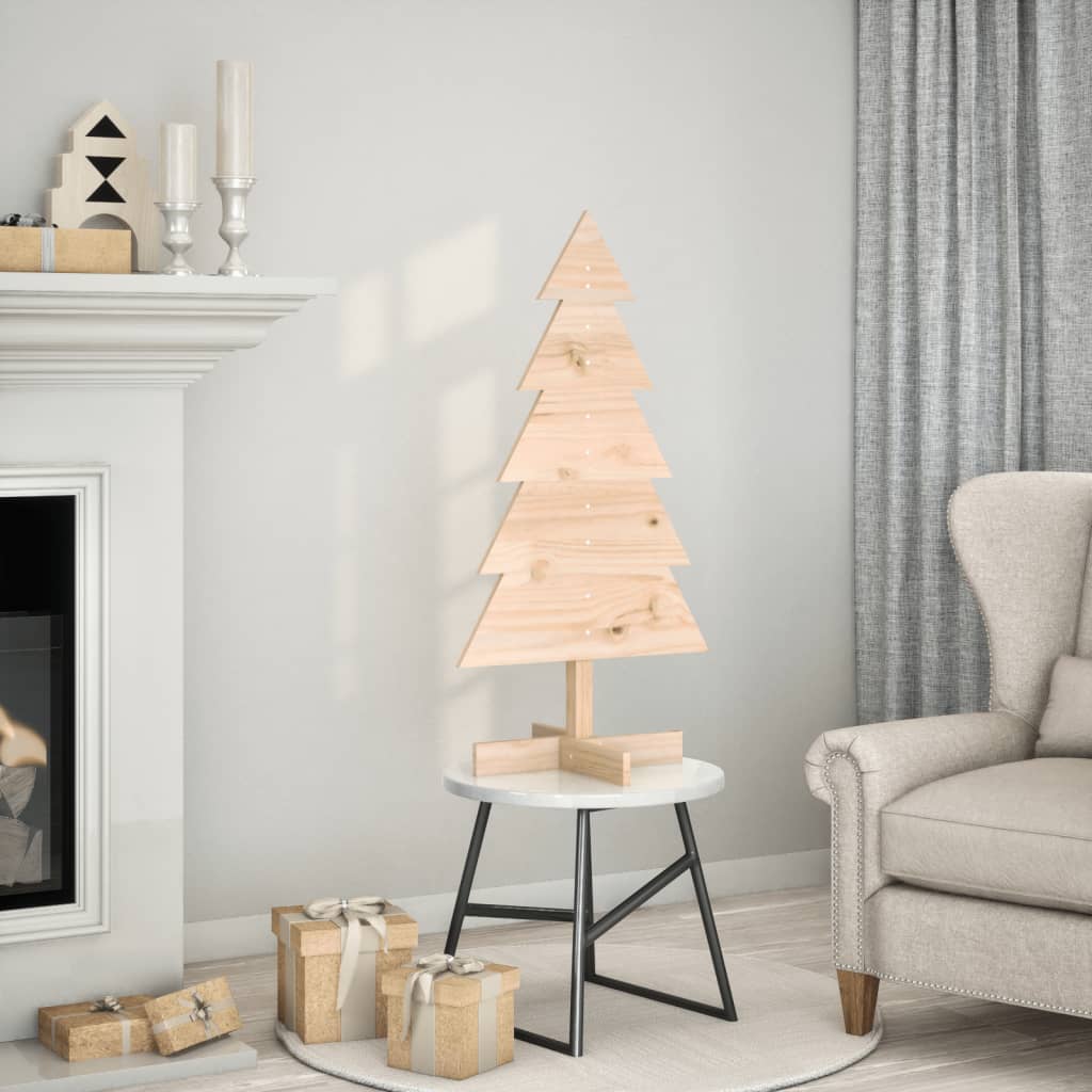 Albero di Natale Decorativo in Legno 100 cm Legno Massello Pino