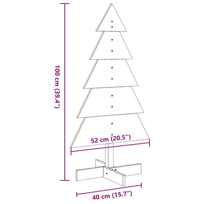 Albero di Natale Decorativo Bianco 100 cm in Legno di Pino