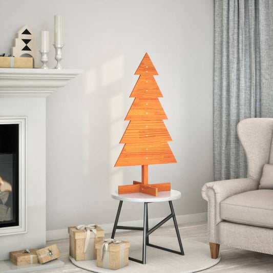 Albero di Natale Marrone Cera 100 cm in Legno Massello di Pino - homemem39
