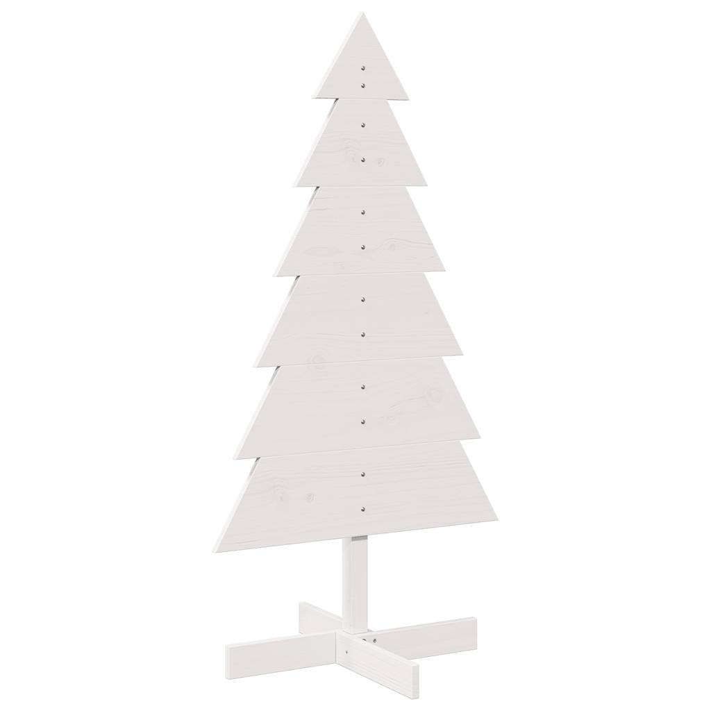 Albero di Natale Decorativo Bianco 120cm Legno Massello di Pino - homemem39