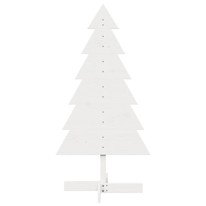 Albero di Natale Decorativo Bianco 120cm Legno Massello di Pino