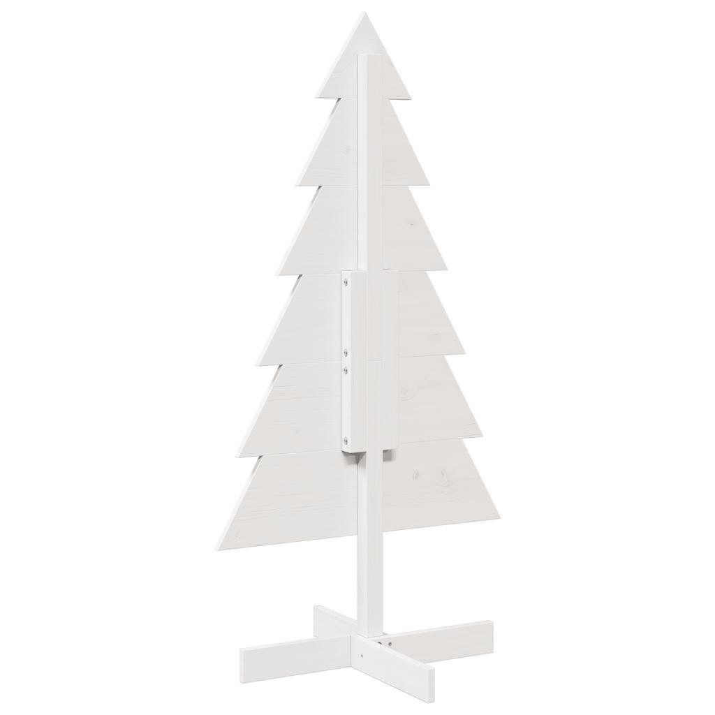 Albero di Natale Decorativo Bianco 120cm Legno Massello di Pino - homemem39