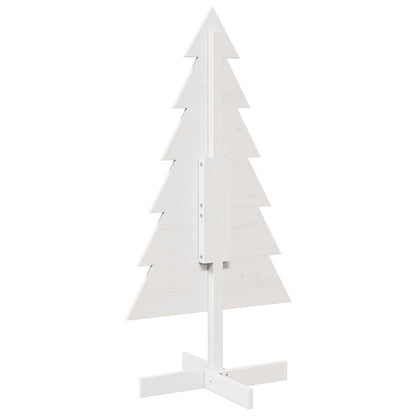 Albero di Natale Decorativo Bianco 120cm Legno Massello di Pino - homemem39