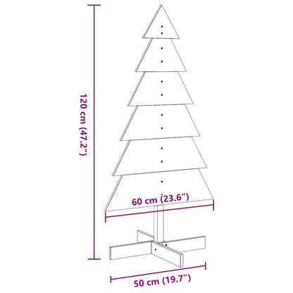 Albero di Natale Decorativo Bianco 120cm Legno Massello di Pino