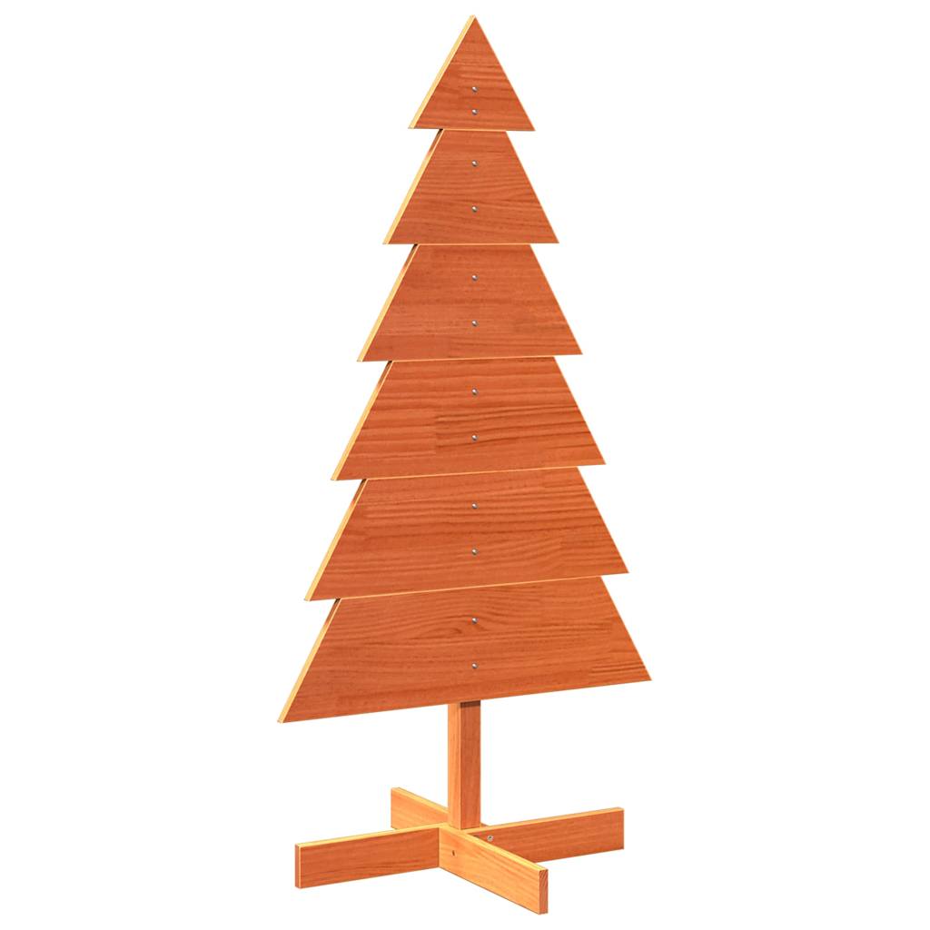 Albero di Natale Marrone Cera 120 cm in Legno Massello di Pino - homemem39