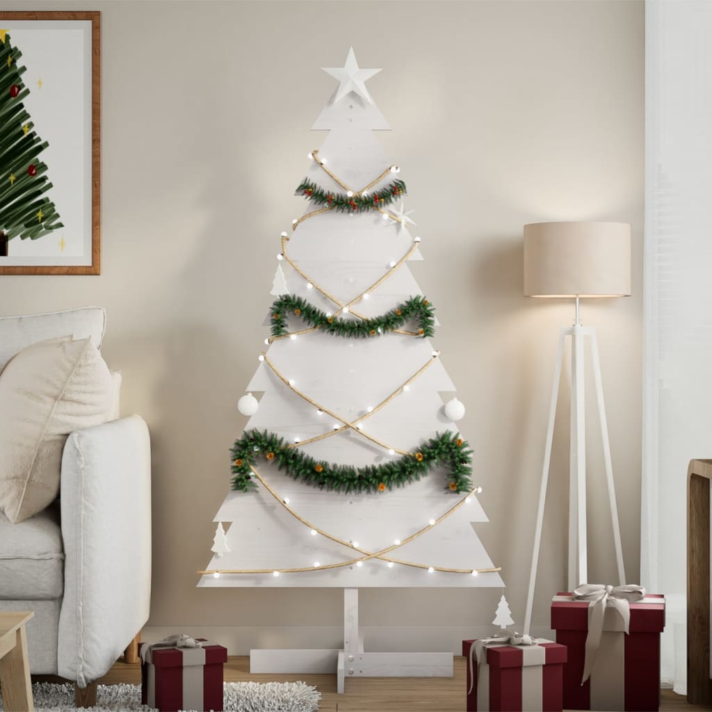 Albero di Natale Decorativo Bianco 150 cm in Legno di Pino - homemem39