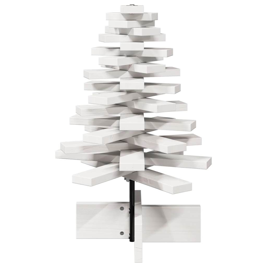 Albero di Natale Decorativo Bianco 60 cm Legno Massello di Pino