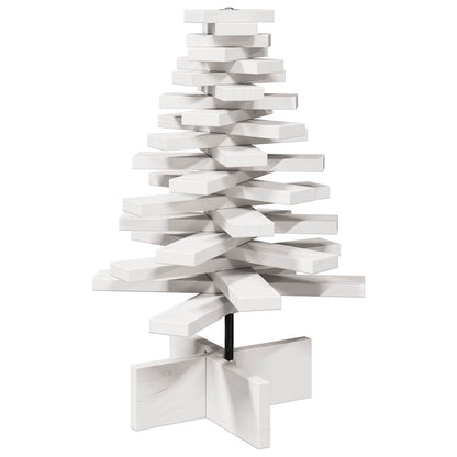 Albero di Natale Decorativo Bianco 60 cm Legno Massello di Pino - homemem39