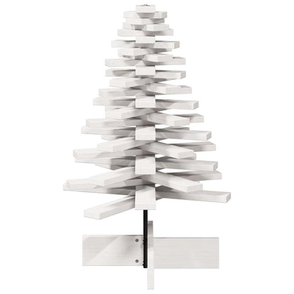 Albero di Natale Decorativo Bianco 80 cm Legno Massello di Pino