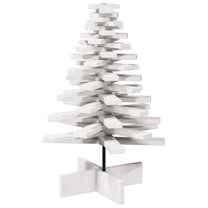 Albero di Natale Decorativo Bianco 80 cm Legno Massello di Pino