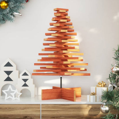 Albero di Natale Marrone Cera 80 cm in Legno Massello di Pino