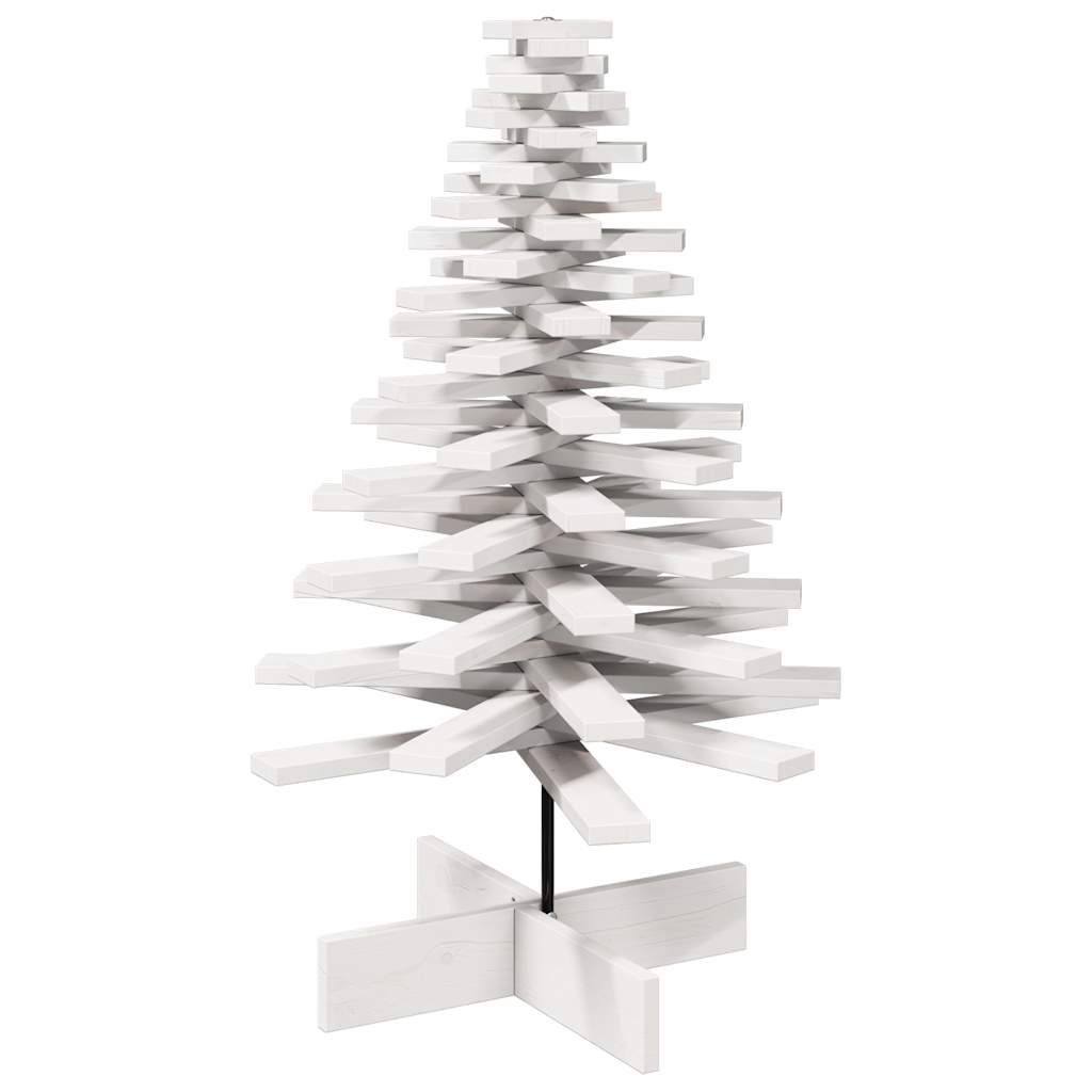 Albero di Natale Decorativo Bianco 100 cm in Legno di Pino