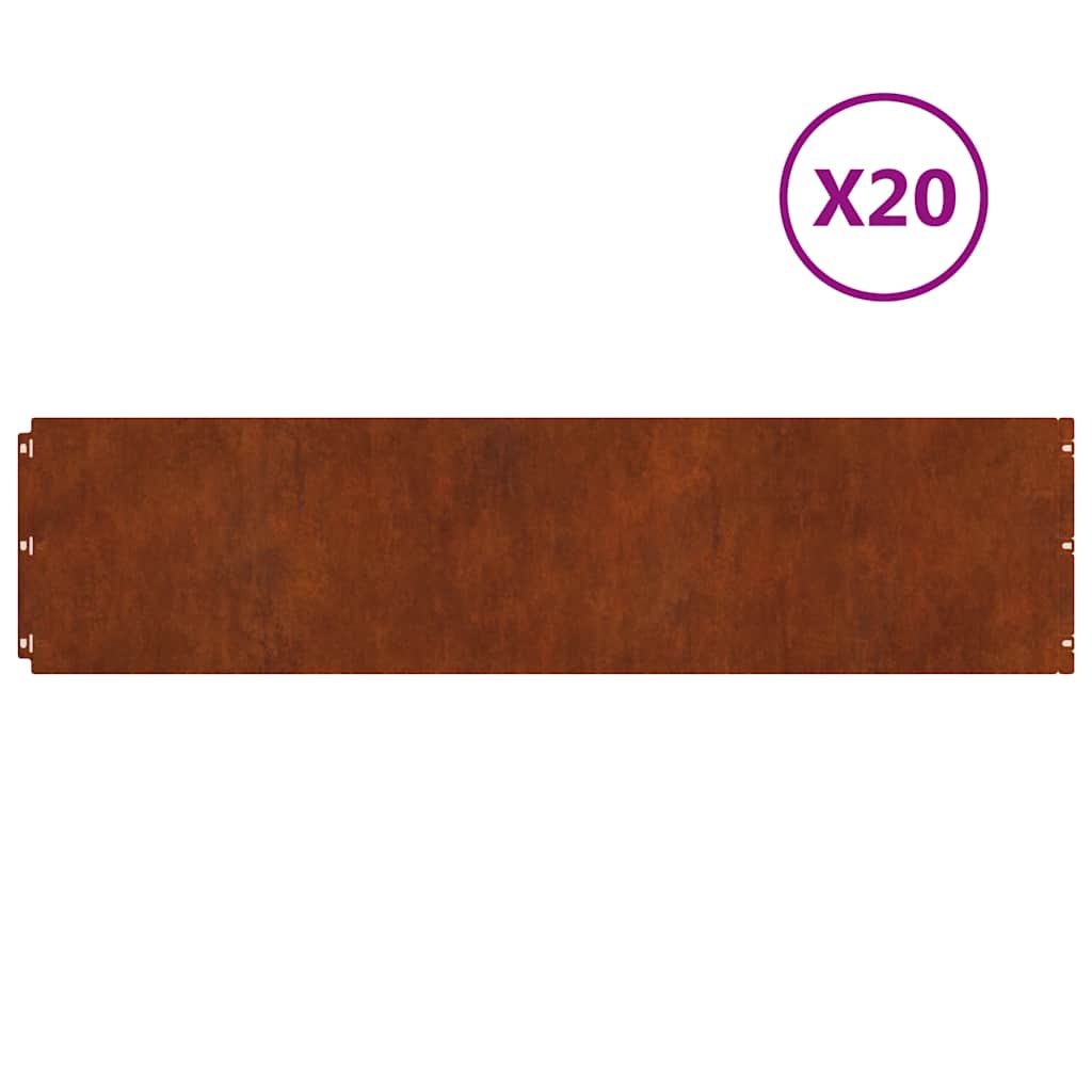 Bordure per Prato 20 pz 25x103 cm Flessibile Acciaio Corten | homemem39