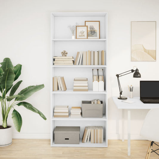 Libreria Bianca 80x30x189 cm in Legno Multistrato - homemem39