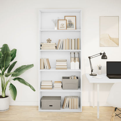 Libreria Bianca 80x30x189 cm in Legno Multistrato | homemem39