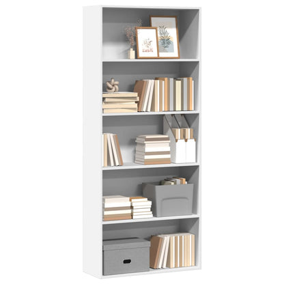 Libreria Bianca 80x30x189 cm in Legno Multistrato | homemem39