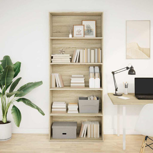 Libreria Rovere Sonoma 80x30x189 cm in Legno Multistrato | homemem39