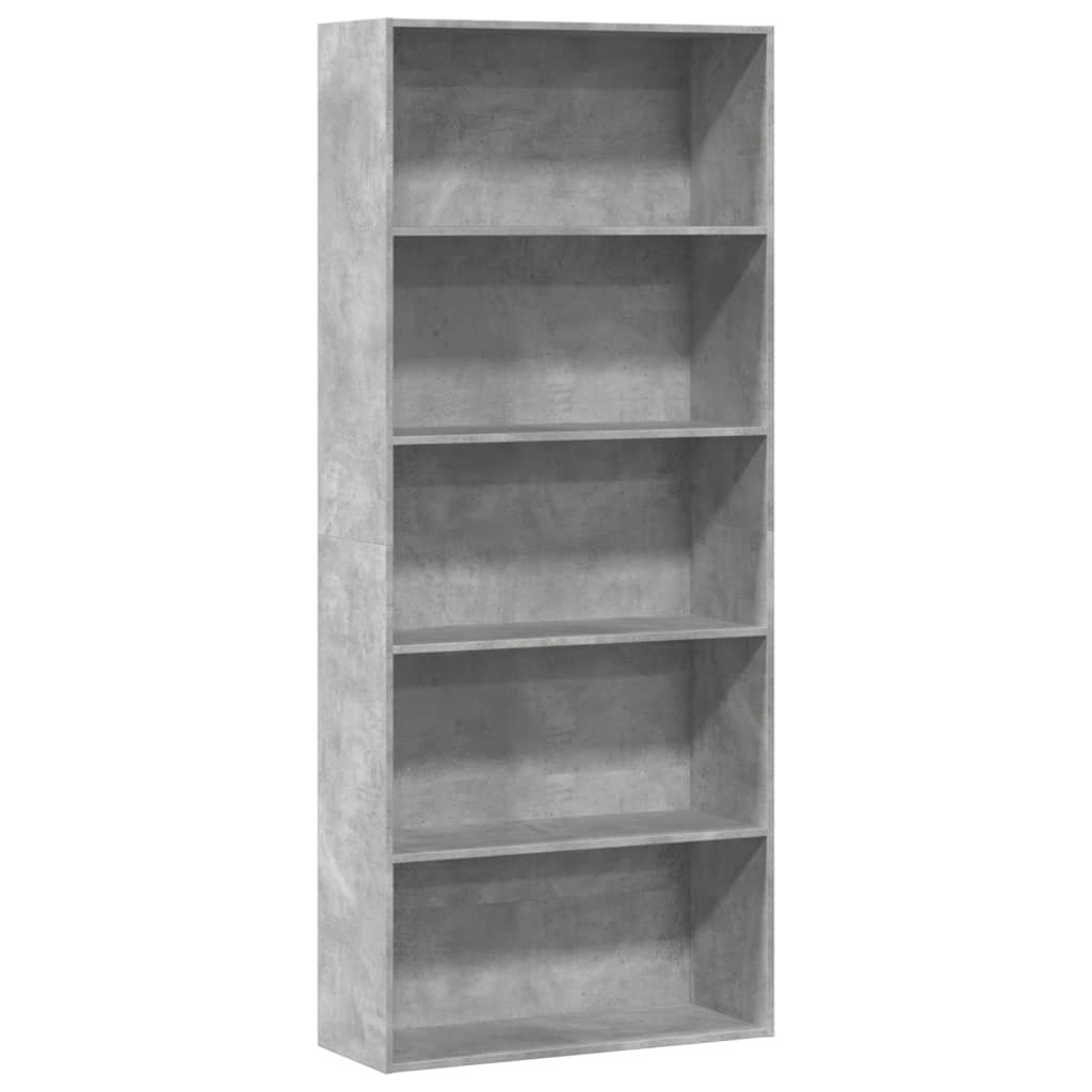Libreria Grigio Cemento 80x30x189 cm in Legno Multistrato | homemem39
