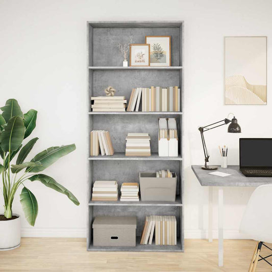 Libreria Grigio Cemento 80x30x189 cm in Legno Multistrato | homemem39