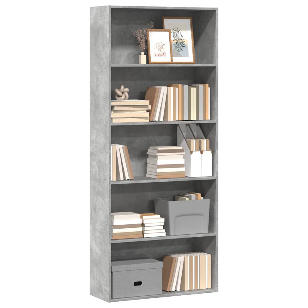 Libreria Grigio Cemento 80x30x189 cm in Legno Multistrato | homemem39