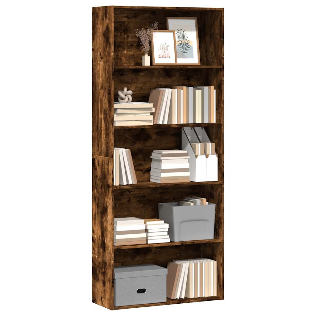 Libreria Rovere Fumo 80x30x189 cm in Legno Multistrato | homemem39