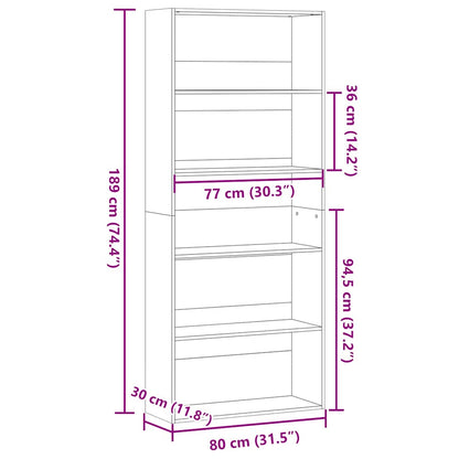 Libreria Rovere Artigianale 80x30x189 cm in Legno Multistrato | homemem39