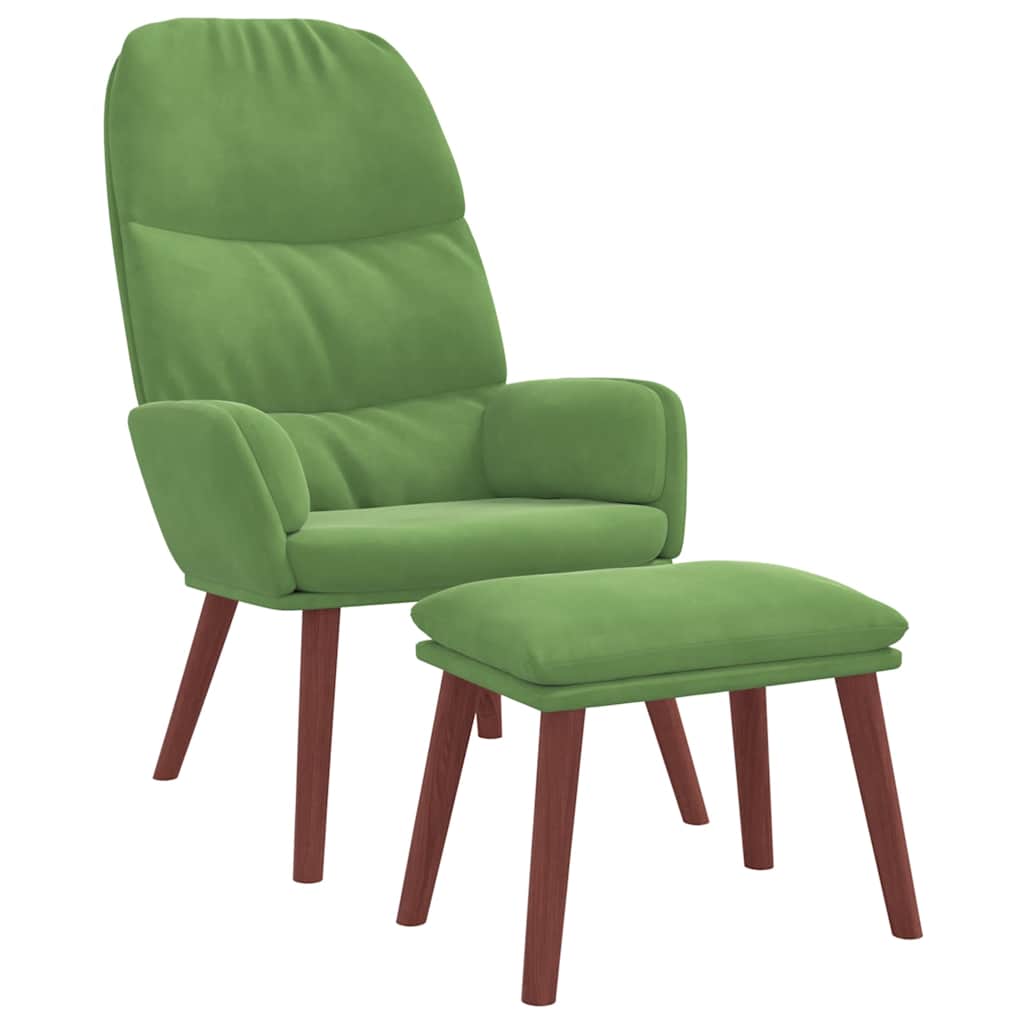 Poltrona Relax con Poggiapiedi Verde Chiaro in Velluto | homemem39