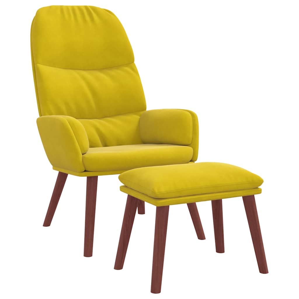 Poltrona Relax con Poggiapiedi Giallo in Velluto | homemem39
