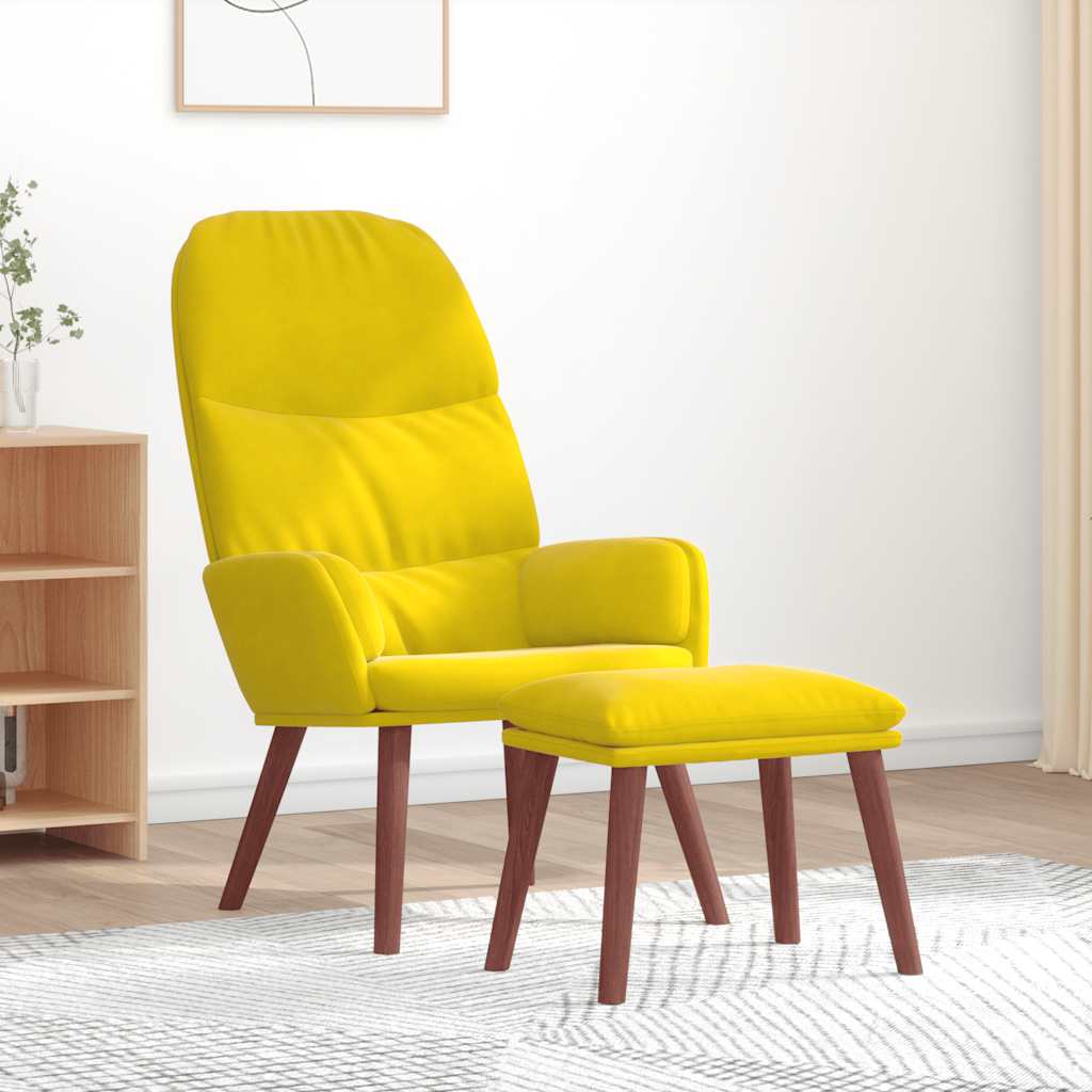 Poltrona Relax con Poggiapiedi Giallo in Velluto | homemem39
