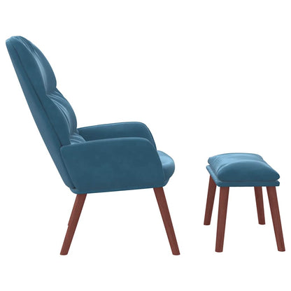 Poltrona Relax con Poggiapiedi Blu in Velluto | homemem39