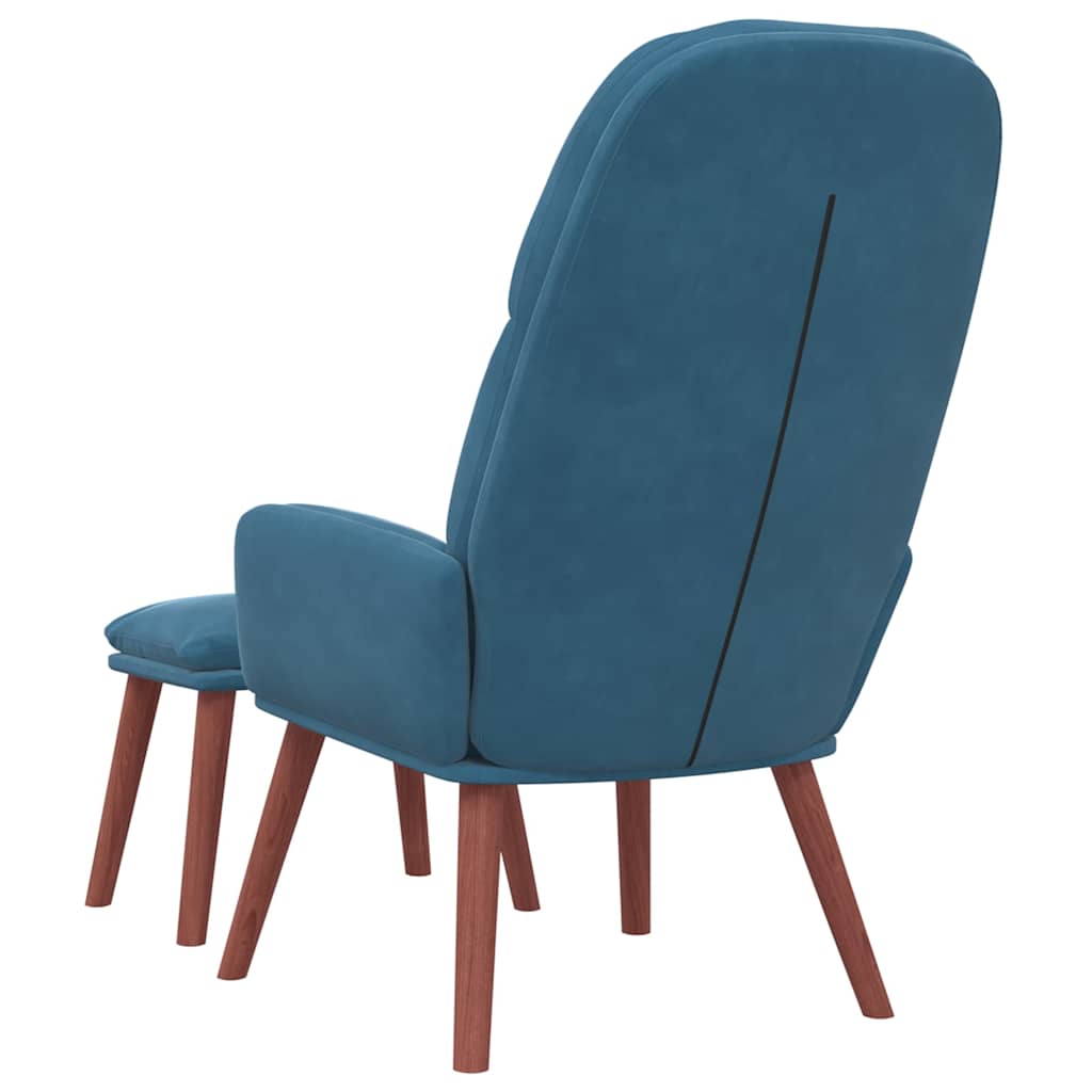 Poltrona Relax con Poggiapiedi Blu in Velluto | homemem39