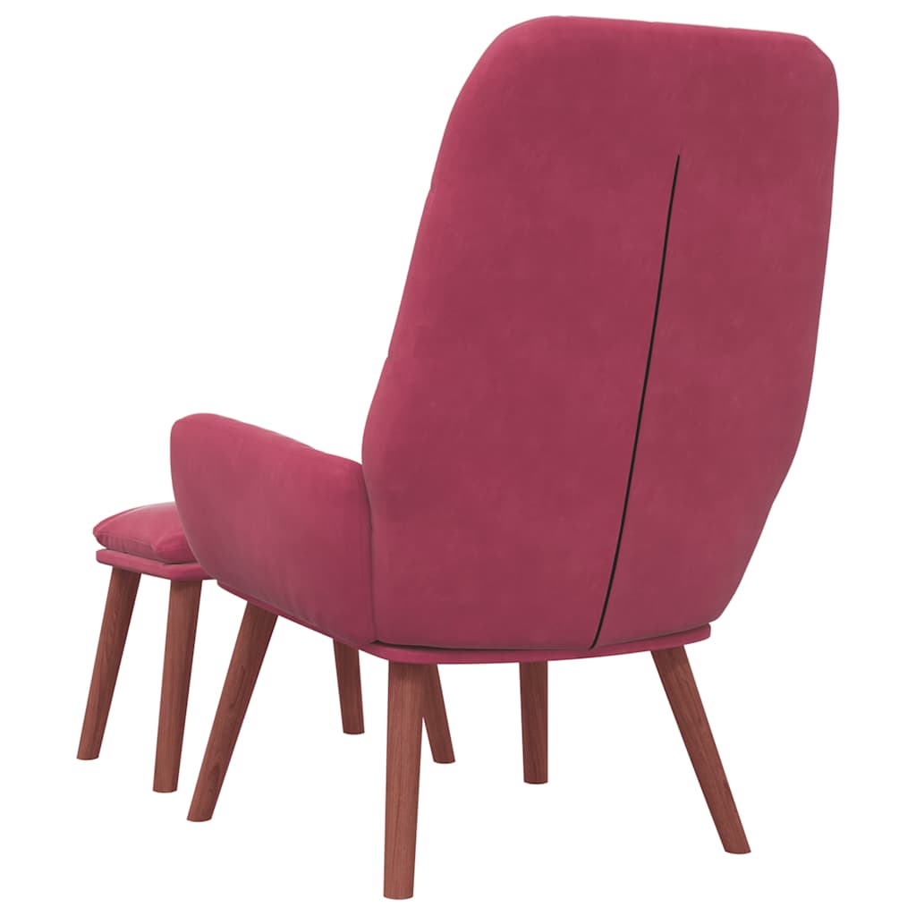 Poltrona Relax con Poggiapiedi Rosso Vino in Velluto | homemem39