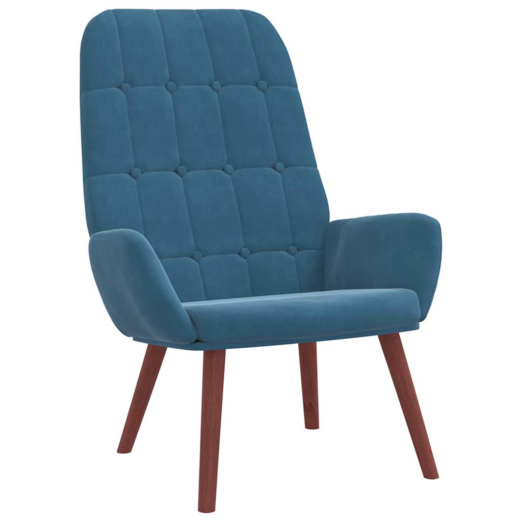 Poltrona Relax con Poggiapiedi Blu in Velluto | homemem39