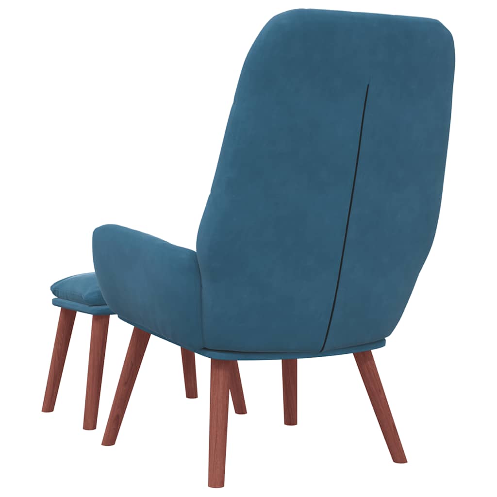 Poltrona Relax con Poggiapiedi Blu in Velluto | homemem39