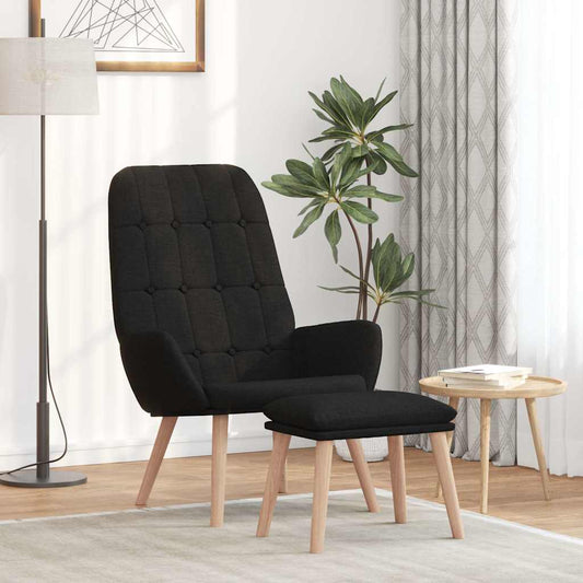 Poltrona Relax con Poggiapiedi Nera in Tessuto | homemem39