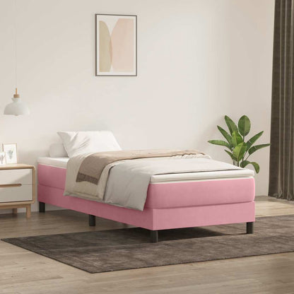 Giroletto a Molle senza Materasso Rosa 80x210 cm Velluto