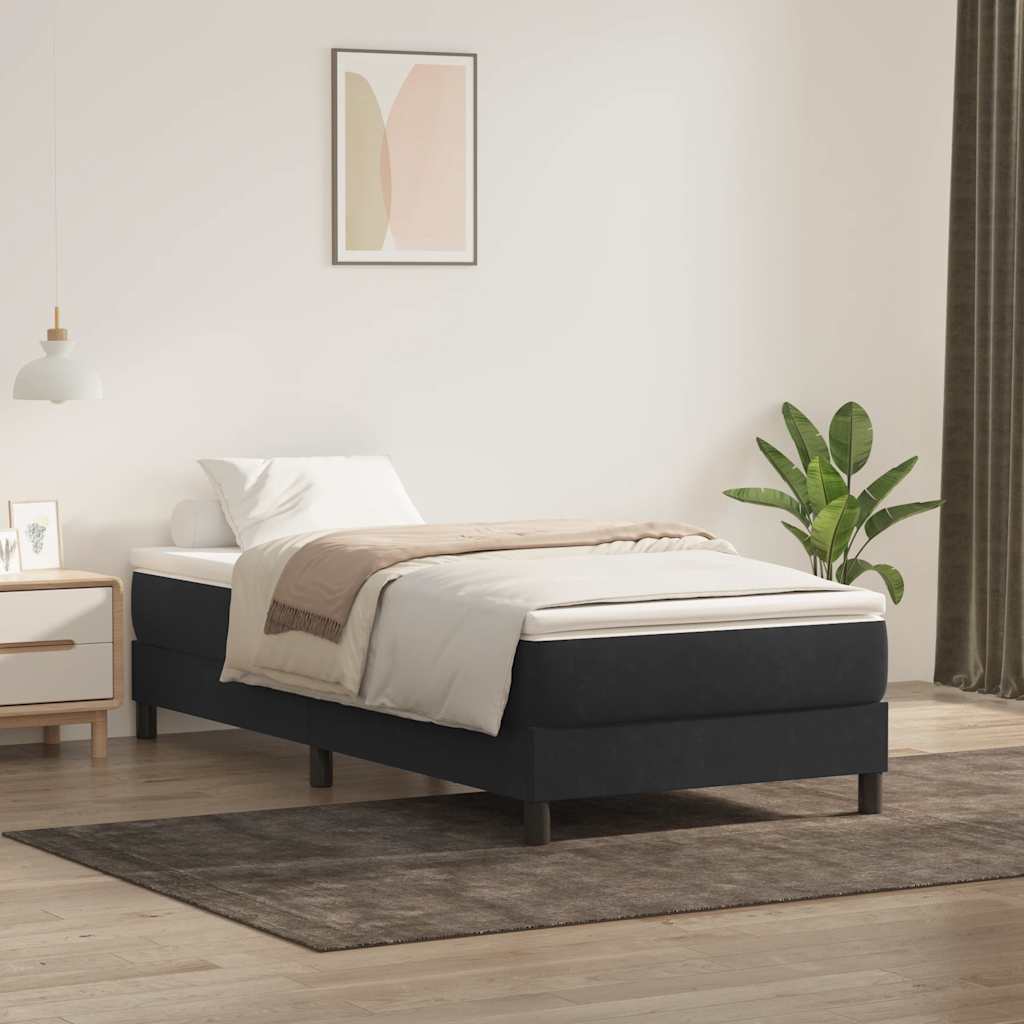 Giroletto a Molle senza Materasso Nero 90x210 cm in Velluto | homemem39