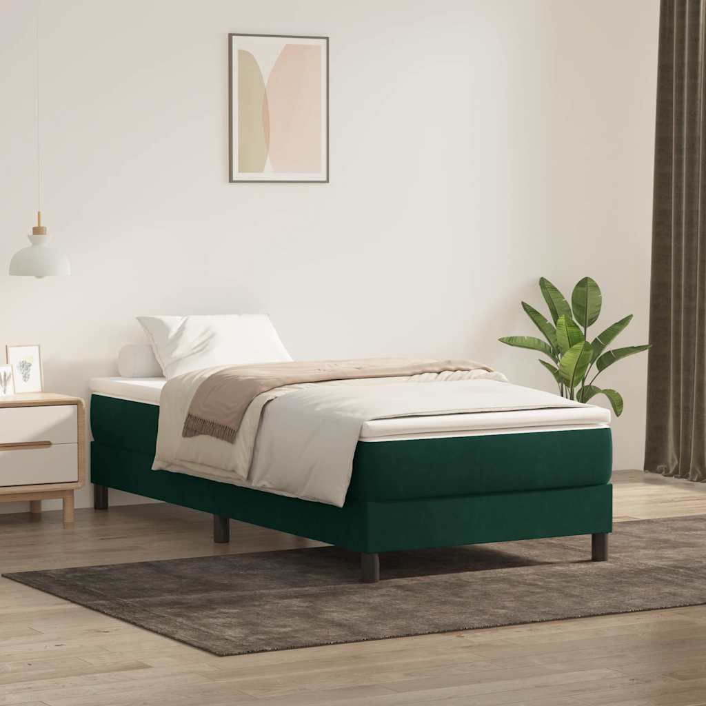 Giroletto a Molle senza Materasso Verde Scuro 90x210 cm Velluto | homemem39