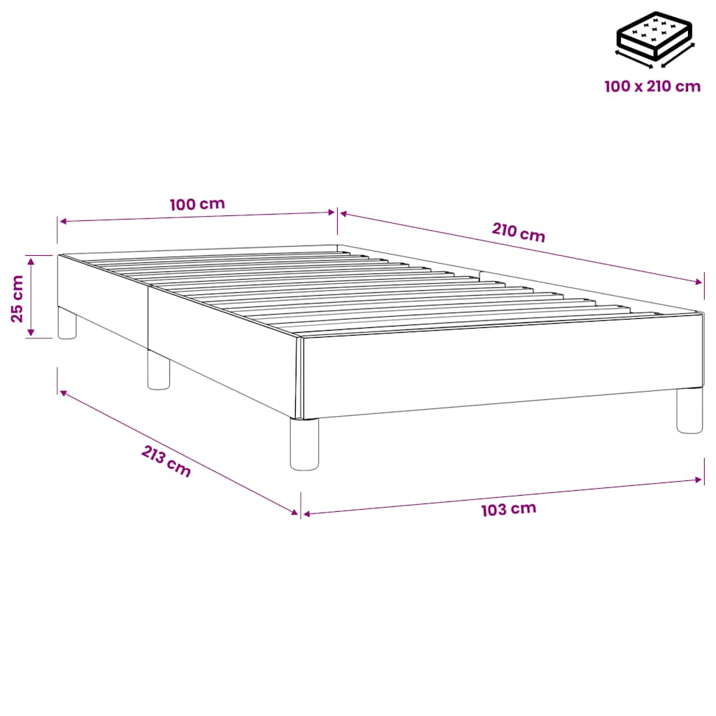 Giroletto a Molle senza Materasso Rosa 100x210 cm in Velluto