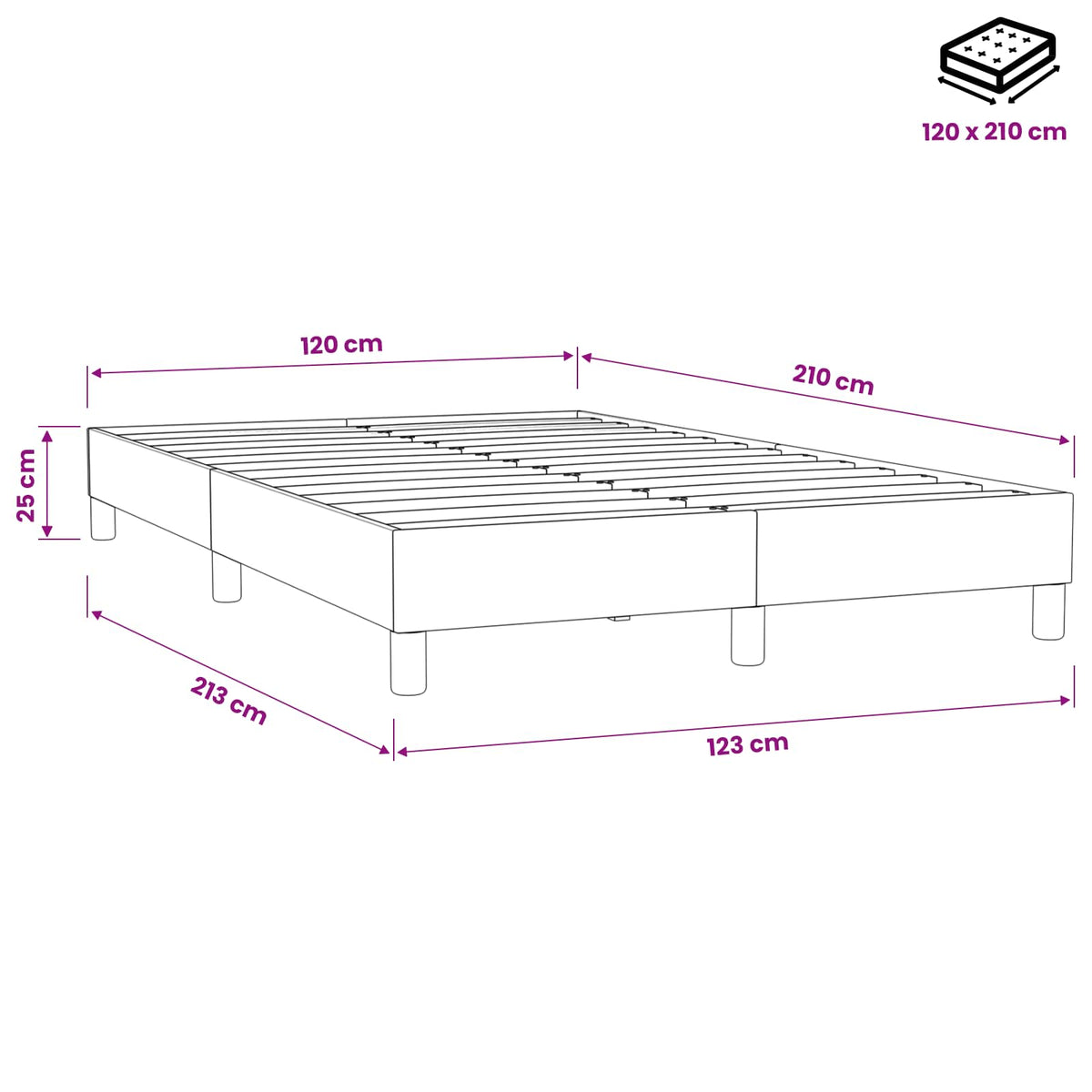 Giroletto a Molle senza Materasso Blu Scuro 120x210 cm Velluto | homemem39