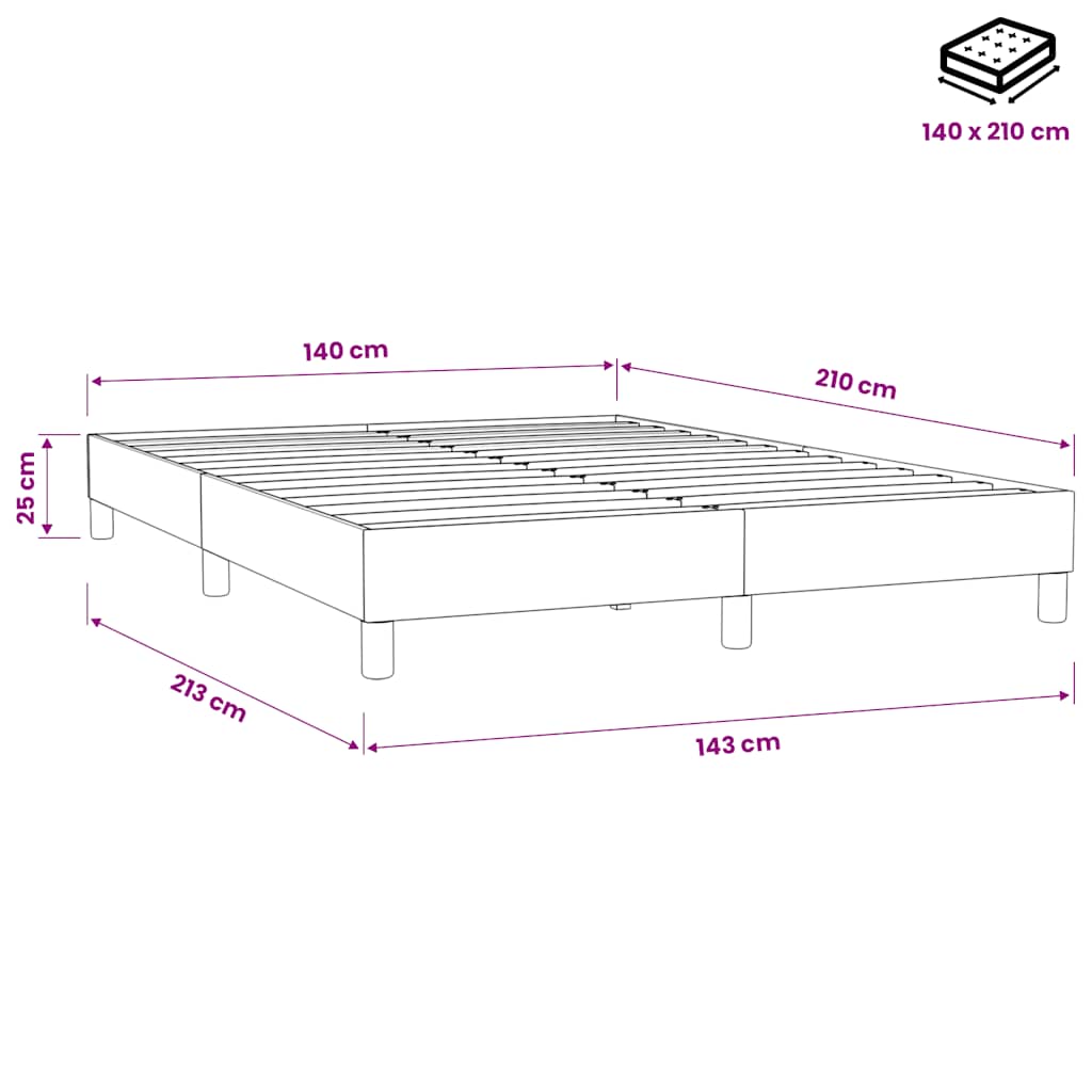 Giroletto a Molle senza Materasso Nero 140x210 cm in Velluto