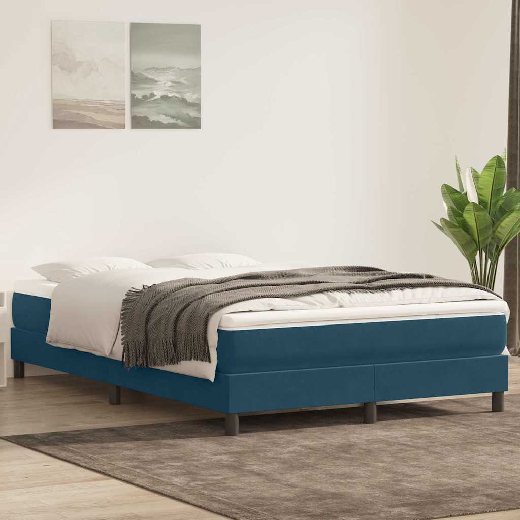 Giroletto a Molle senza Materasso Blu Scuro 140x210 cm Velluto | homemem39