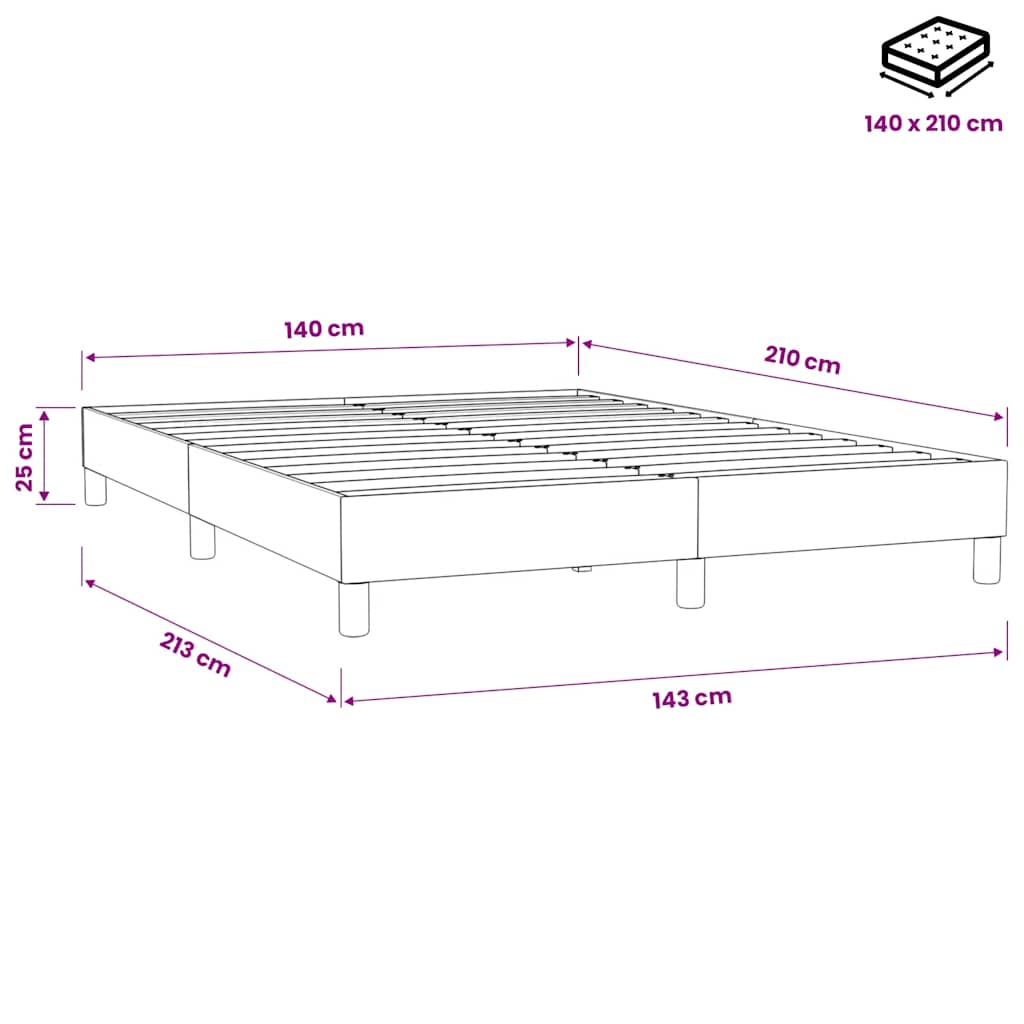 Giroletto a Molle senza Materasso Rosa 140x210 cm in Velluto