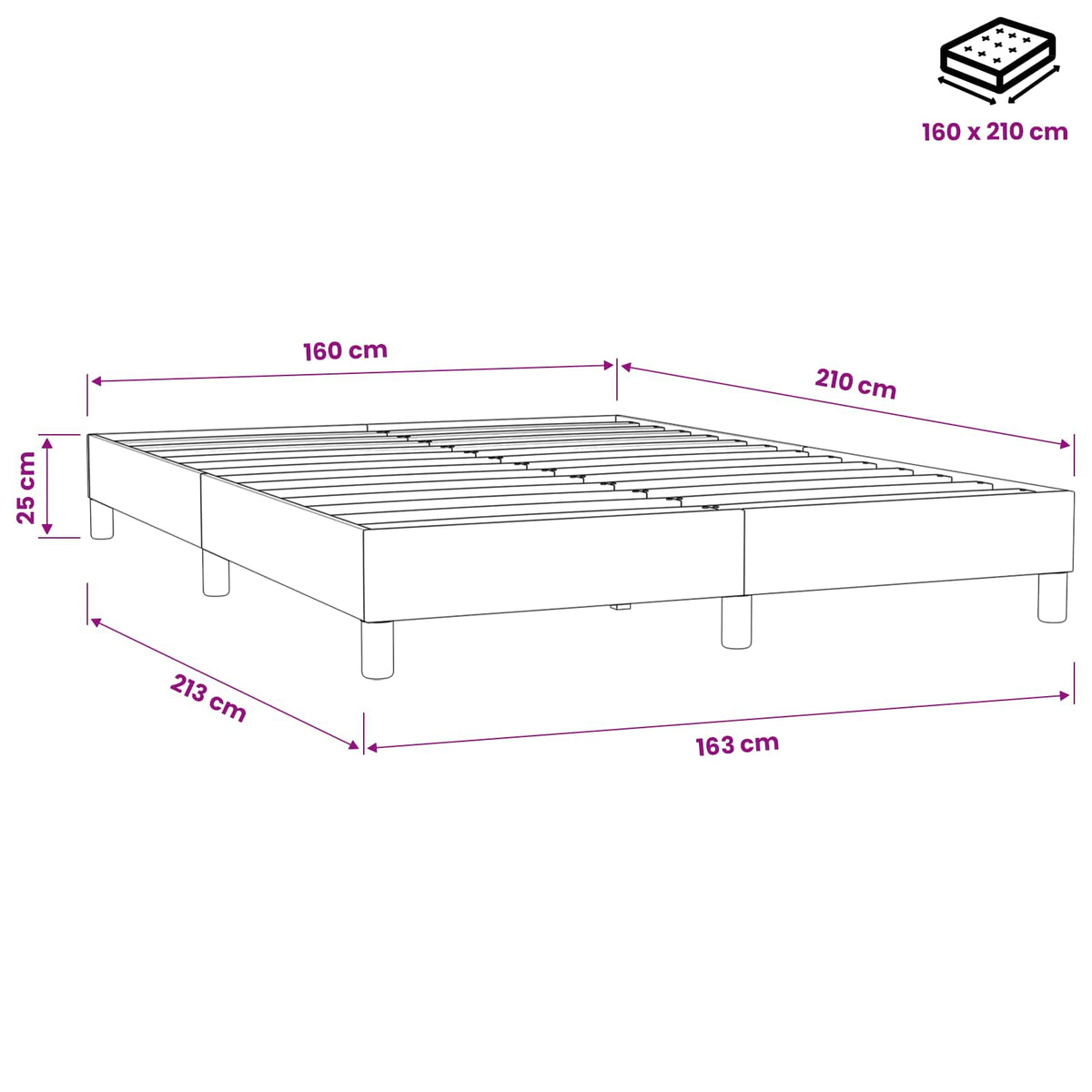 Giroletto Molle senza Materasso Grigio Scuro 160x210 cm Velluto