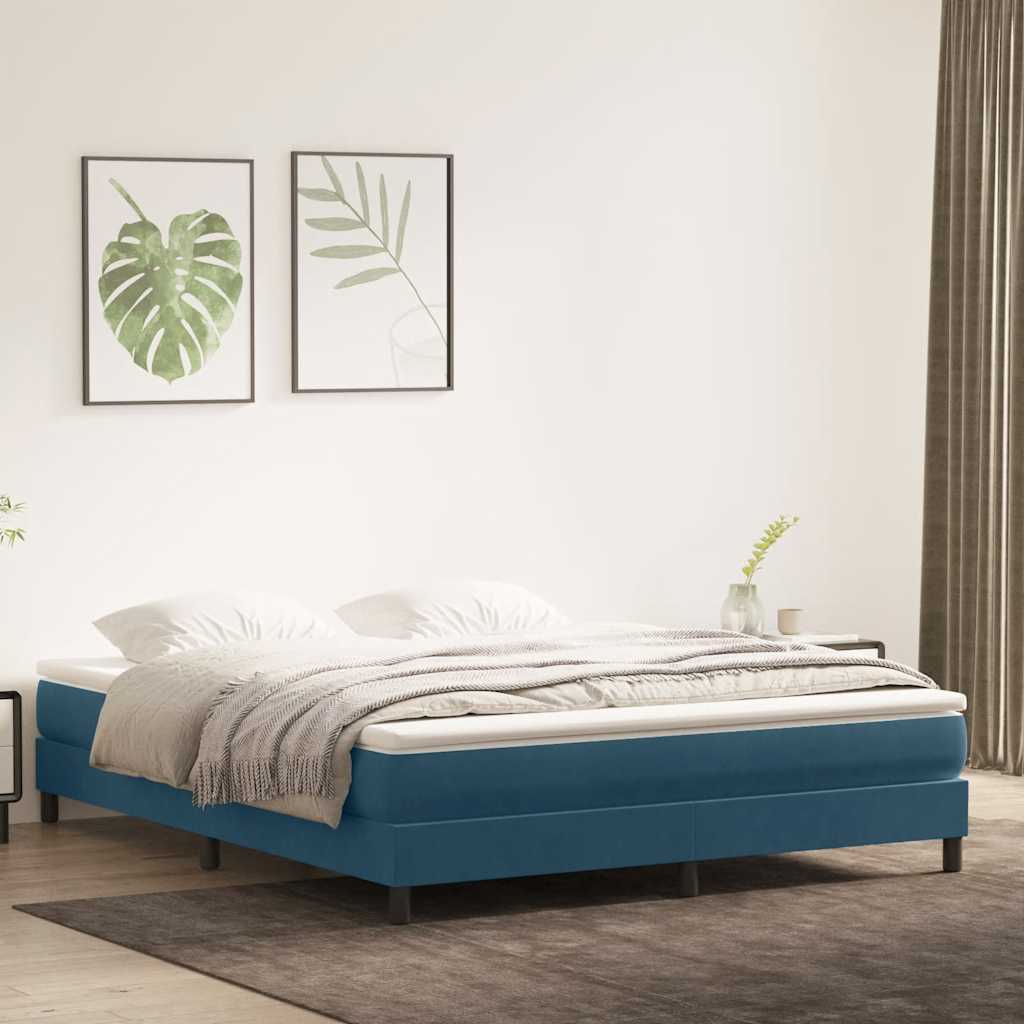 Giroletto a Molle senza Materasso Blu Scuro 180x210 cm Velluto | homemem39