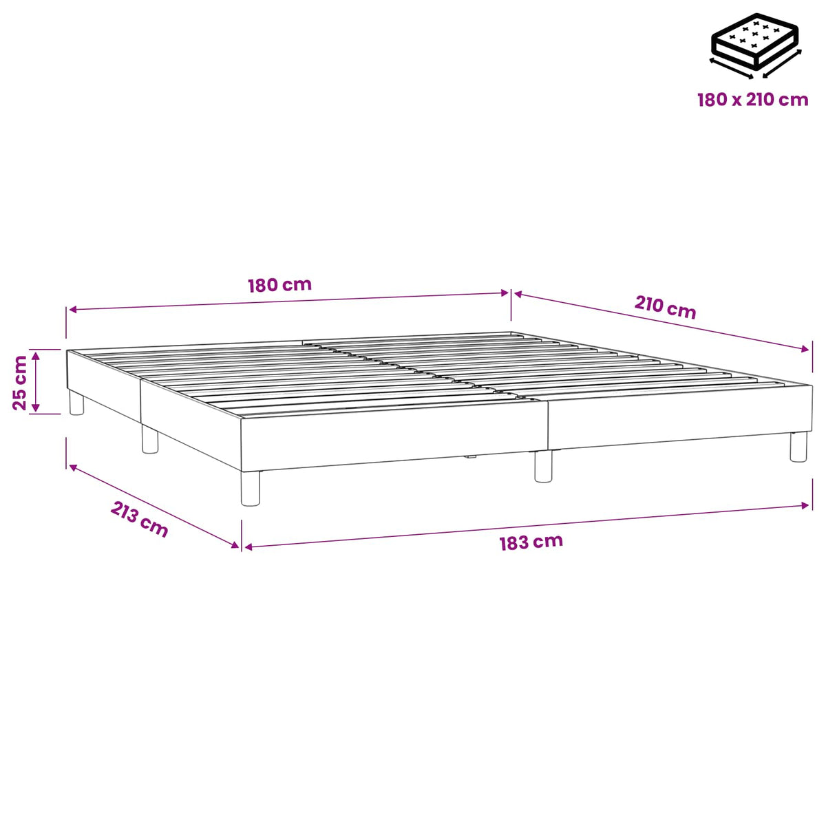 Giroletto a Molle senza Materasso Blu Scuro 180x210 cm Velluto | homemem39