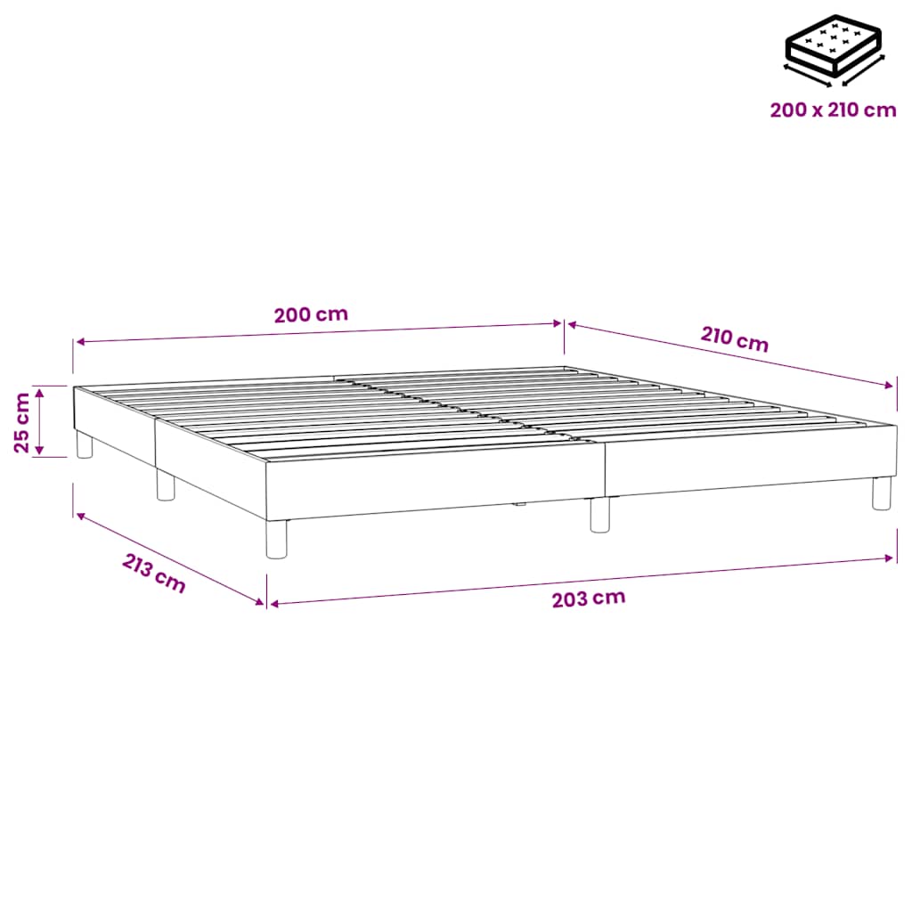 Letto a Molle senza Materasso Grigio Chiaro 200x210 cm Velluto