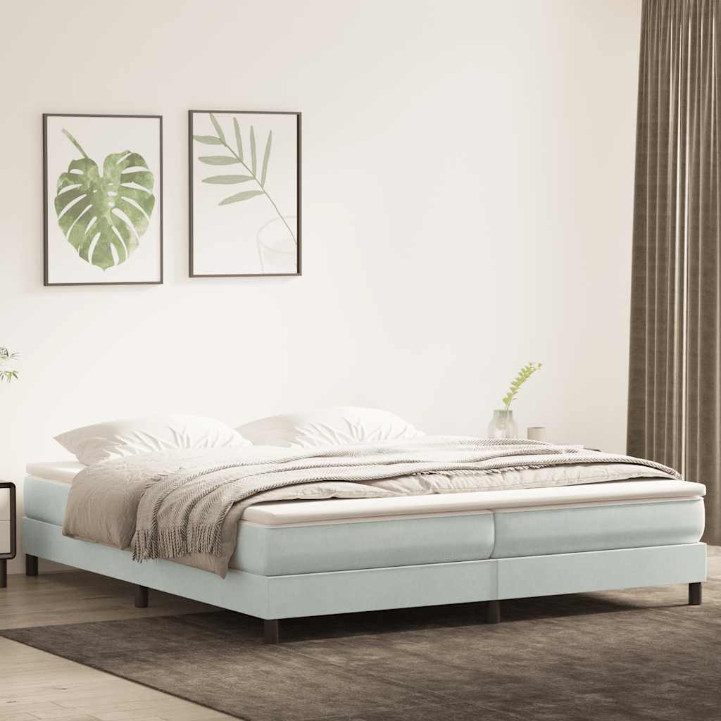 Letto a Molle senza Materasso Grigio Chiaro 200x210 cm Velluto
