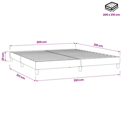 Letto a Molle senza Materasso Grigio Chiaro 200x210 cm Velluto